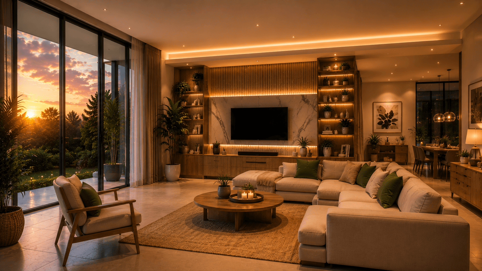 A bright, carefully maintained living room